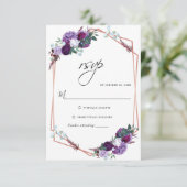 Paarse Floral Geometric Botanical Weddenschap RSVP Kaartje (Staand voorkant)