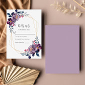 Paarse Floral Geometric Botanical Weddenschap RSVP Kaartje