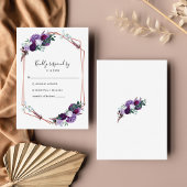 Paarse Floral Geometric Botanical Weddenschap RSVP Kaartje