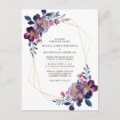 Paarse Floral Geometric Botanical Weddenschap Uitnodiging Briefkaart (Voorkant)