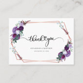 Paarse Floral Geometric Foto Dank je wel Visitekaartje (Voorkant)