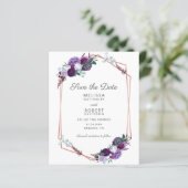 Paarse Floral Geometric Manuscript sparen de Datum (Staand voorkant)