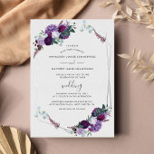 Paarse Floral Geometric Roos Gold Wedding Silver Folie Uitnodiging