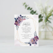 Paarse Floral Geometric Script Vrijgezellenfeest Uitnodiging Briefkaart (Staand voorkant)