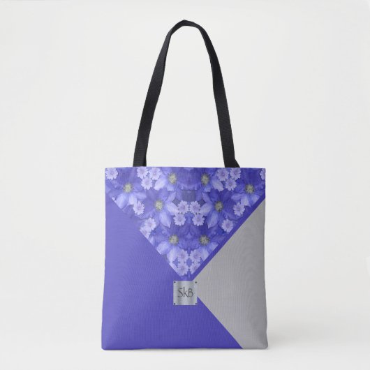 Paarse Floral Geometric Tote Bag (Voorkant)