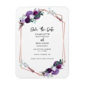 Paarse Floral Geometric Wedding Save the Date Magneet (Verticaal)