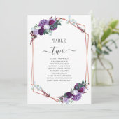 Paarse Floral Geometric Wedding Table Numbers Kaart (Staand voorkant)