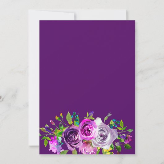 Paarse Floral Geometric Wedding Uitnodiging (Achterkant)