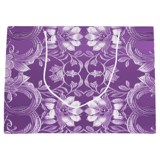 Paarse Floral Gift Bag Groot Cadeauzakje (Voorkant)