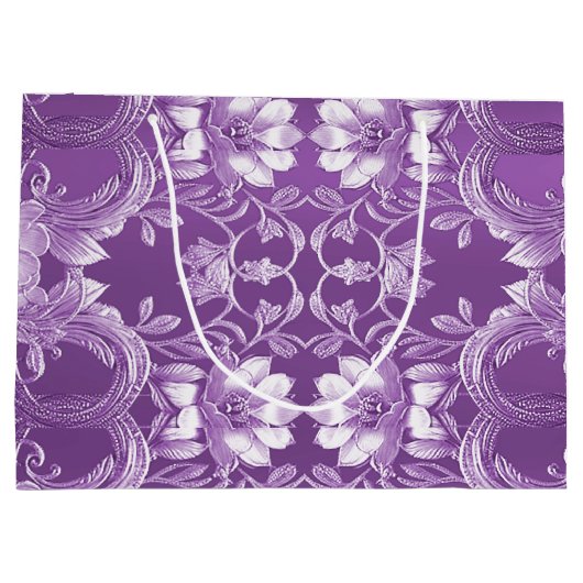 Paarse Floral Gift Bag Groot Cadeauzakje (Achterkant)