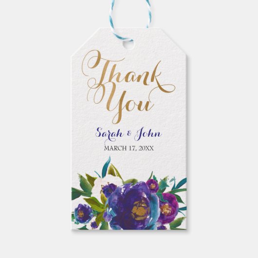 Paarse Floral Gift Labels Cadeaulabel (Voorkant)