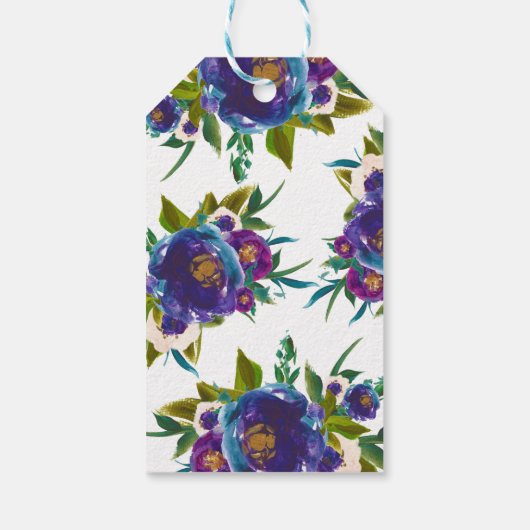 Paarse Floral Gift Labels Cadeaulabel (Achterkant)