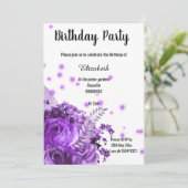 PAARSE FLORAL GLITTER BIRTHDAY KAART (Staand voorkant)
