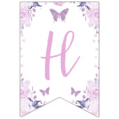 Paarse Floral Glitter Butterfly Birthday Banner (Tweede vlag)