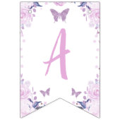Paarse Floral Glitter Butterfly Birthday Banner (Derde vlag)