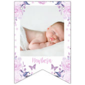 Paarse Floral Glitter Butterfly Maandelijkse banne Vlaggetjes (Tweede vlag)