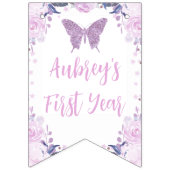 Paarse Floral Glitter Butterfly Maandelijkse banne Vlaggetjes (Eerste vlag)