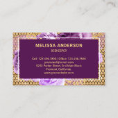 Paarse Floral Gold Foil Honeycomb Honey Bee Visitekaartje (Achterkant)