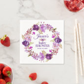 Paarse Floral Gold glitter Baby shower papier Servet (Insitu)