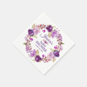 Paarse Floral Gold glitter Baby shower papier Servet (Hoek)