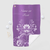 Paarse Floral Golf Towel Golfhanddoek (Insitu)
