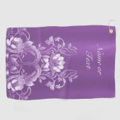 Paarse Floral Golf Towel Golfhanddoek (Horizontaal)