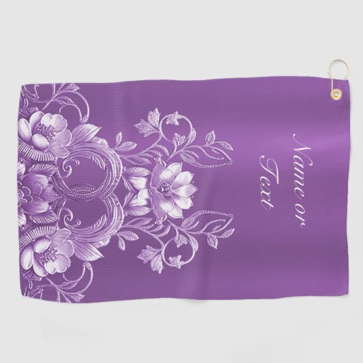 Paarse Floral Golf Towel Golfhanddoek (Horizontaal)