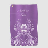 Paarse Floral Golf Towel Golfhanddoek (Voorkant)