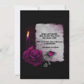 Paarse Floral Gothic Candle Halloween Wedding Kaart (Achterkant)