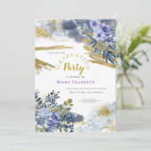 Paarse Floral/goudvlekken/foto/Afstuderen Kaart (Staand voorkant)