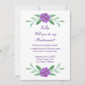 Paarse Floral Greenery Foliage Bridesmaid Card Kaart (Voorkant)