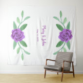 Paarse Floral Greenery Foliage Foto achtergrond Wandkleed (In Situ (horizontaal))