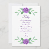 Paarse Floral Greenery Foliage Maid of Honor Card Kaart (Voorkant)
