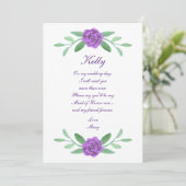 Paarse Floral Greenery Foliage Maid of Honor Card Kaart (Staand voorkant)