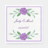Paarse Floral Greenery Foliage Paper Napkins Servet (Voorkant)