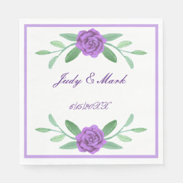 Paarse Floral Greenery Foliage Paper Napkins Servet