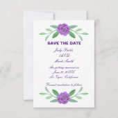 Paarse Floral Greenery Foliage Save the Date Card (Voorkant)