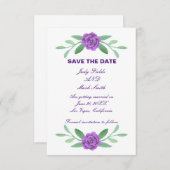 Paarse Floral Greenery Foliage Save the Date Card (Voorkant / Achterkant)