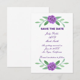 Paarse Floral Greenery Foliage Save the Date Card
