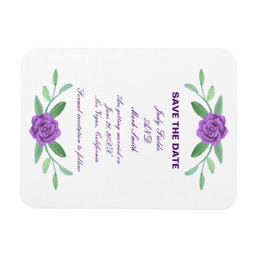 Paarse Floral Greenery Foliage Save the Date Magneet (Horizontaal)