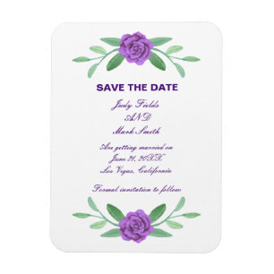 Paarse Floral Greenery Foliage Save the Date Magneet