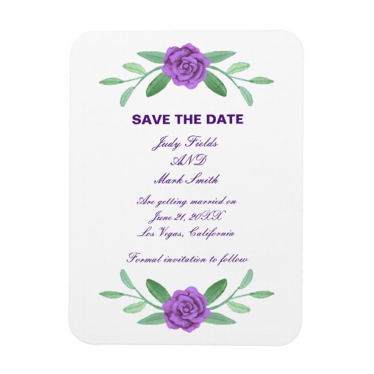 Paarse Floral Greenery Foliage Save the Date Magneet (Verticaal)