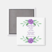 Paarse Floral Greenery Foliage Save the Date Magneet (Voorkant / Achterkant)