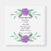 Paarse Floral Greenery Foliage Save the Date Magneet (Voorkant)