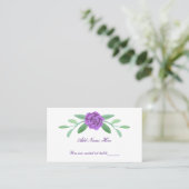 Paarse Floral Greenery Foliage Table Place Card Plaatskaartje (Staand voorkant)