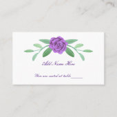 Paarse Floral Greenery Foliage Table Place Card Plaatskaartje (Voorkant)