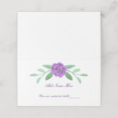 Paarse Floral Greenery Foliage Table Place Card Plaatskaartje (Buitenkant ongevouwen)