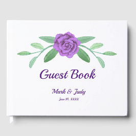 Paarse Floral Greenery Foliage Wedding Gastenboek