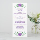 Paarse Floral Greenery Foliage Wedding Menu Kaart (Staand voorkant)