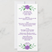 Paarse Floral Greenery Foliage Wedding Menu Kaart (Voorkant)